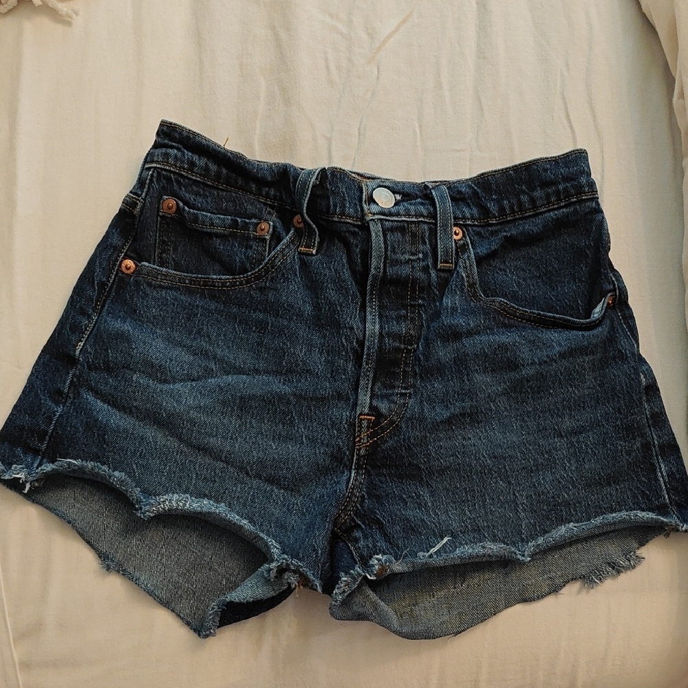 Levi's Blue Jean Shorts High-Waisted Distressed Look